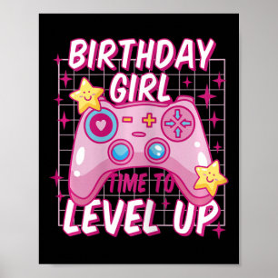 Affiche Niveau Fille Déverrouillé Jeu Vidéo Anniversaire C