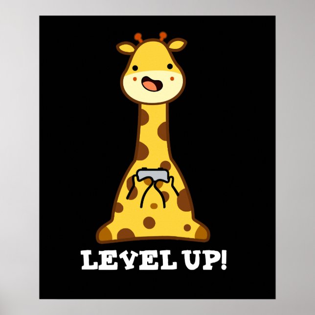 Affiche Niveau Haut Funny Giraffe Pun Dark BG (Devant)