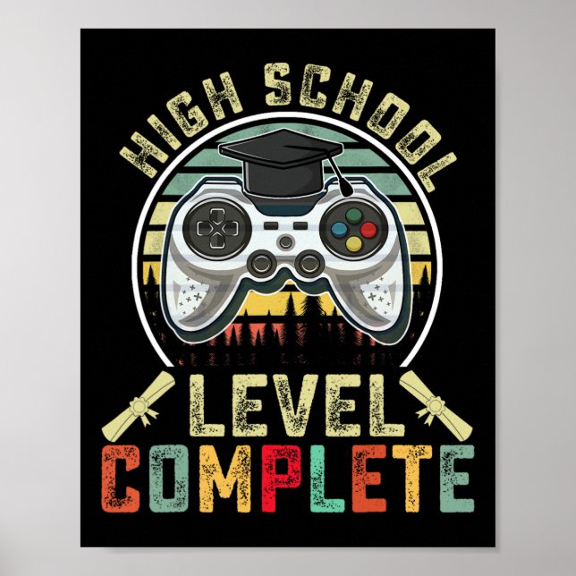 Affiche Niveau lycée Complet Gamer School Graduation (Devant)
