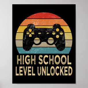 Affiche Niveau Lycée Débloqué Joueur de jeux vidéo Premier