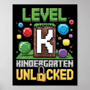 Affiche Niveau Maternelle Débloqué Jeu Vidéo Drôle Dos
