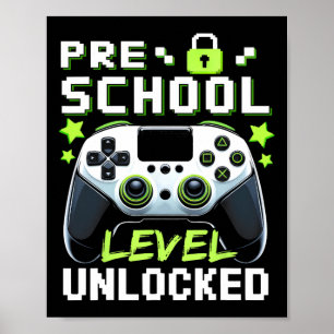 Affiche Niveau préscolaire débloqué Video Gamer retour à l