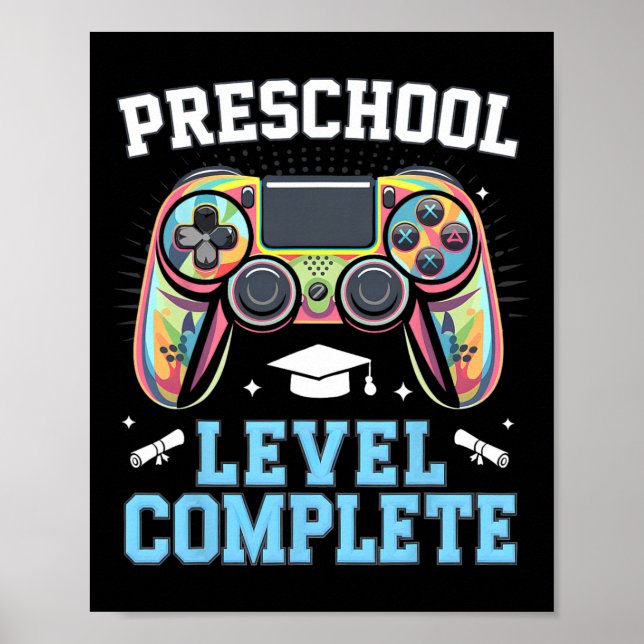 Affiche Niveau préscolaire terminé Dernier jour d'école Jo (Devant)