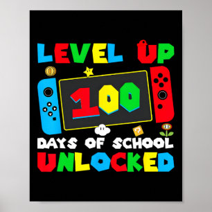 Affiche Niveau supérieur 100 jours d'école débloqués Gamer