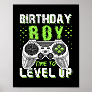 Affiche Niveau supérieur garçon d'anniversaire jeu vidéo -