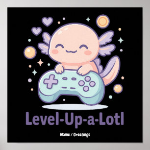 Affiche Niveau supérieur un tas de mignon axolotl de gamer