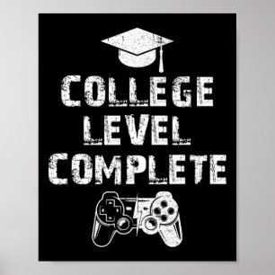 Affiche Niveau Terminé Vintage Funny Video Gamer Graduatia