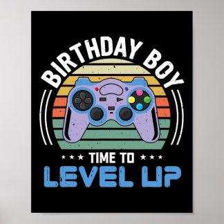 Affiche Niveau Up Anniversaire Jeu Vidéo Garçon Fête Enfan