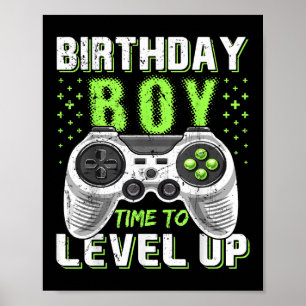 Affiche Niveau Up Anniversaire Jeu vidéo pour garçon