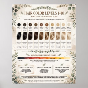 Affiche Niveaux de couleur de cheveux Boho 1-10
