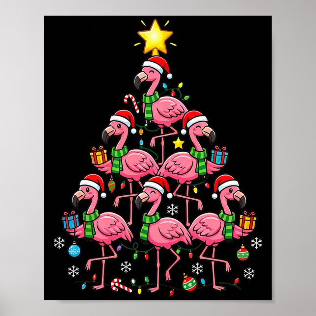 Affiche Nk Flamingo Christmas Tree Santa Flamingo Holiday  (Devant)