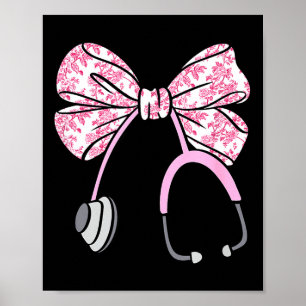 Affiche Nk Floral Coquette Bow Infirmière Stéthoscope Soin