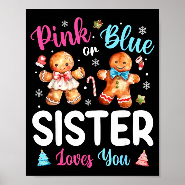 Affiche Nk Or Blue Sister Loves You Gender Reveal Christma (Devant)