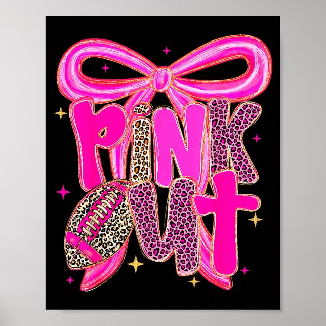 Affiche Nk Out Leopard Football Bow Breast Cancer Awarenes (Devant)