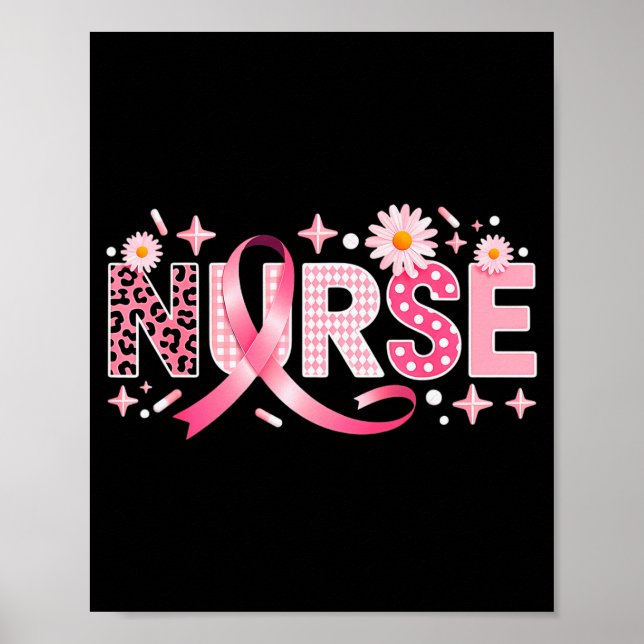 Affiche Nk Ribbon Stethoscope Nurse Life Breast Cancer Awa (Devant)