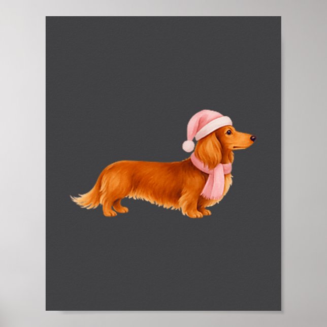 Affiche Nk Santa Red Long Haired Dachshund Christmas  (Devant)
