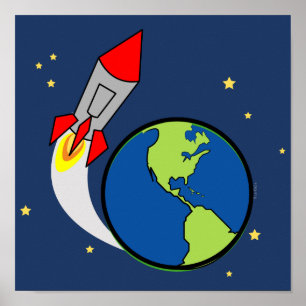 Affiche no.1 espace ROCKET panneau de chambre pour garçon