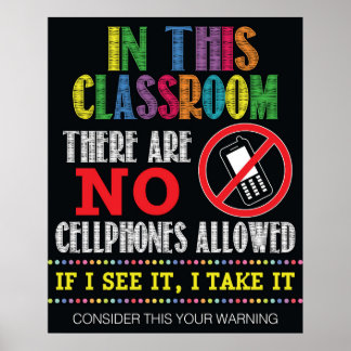Affiche No Cellphones Classroom Signal
