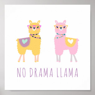 Affiche No Drama Llama Mignonne Illustration