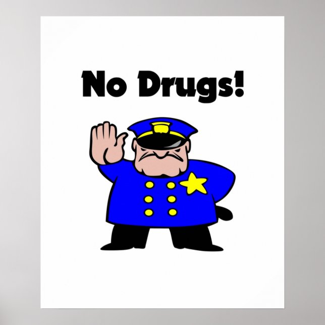 Affiche No Drugs Cartoon Policeman Anti-Drug Color (Devant)