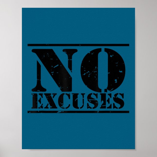 Affiche No Excuses Athlete Training Motivation Distressed  (Devant)