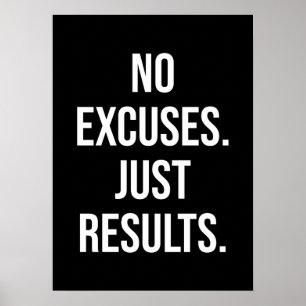 Affiche No Excuses, Just Results - Motivational