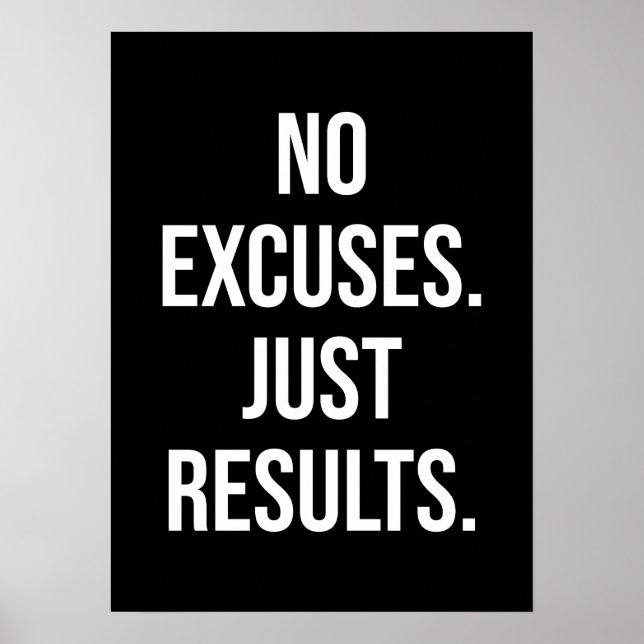 Affiche No Excuses, Just Results - Motivational (Devant)