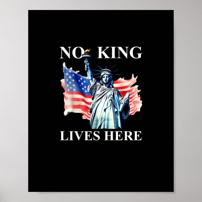 Affiche No King Lives in America Freedom Flag Patriotic (Devant)