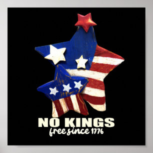 Affiche No Kings Démocratie Rouge Blanc Et Bleu Étoiles