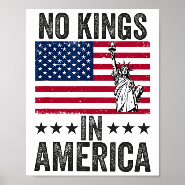 Affiche No Kings In America Flag Protest Save Democracy 6 (Devant)