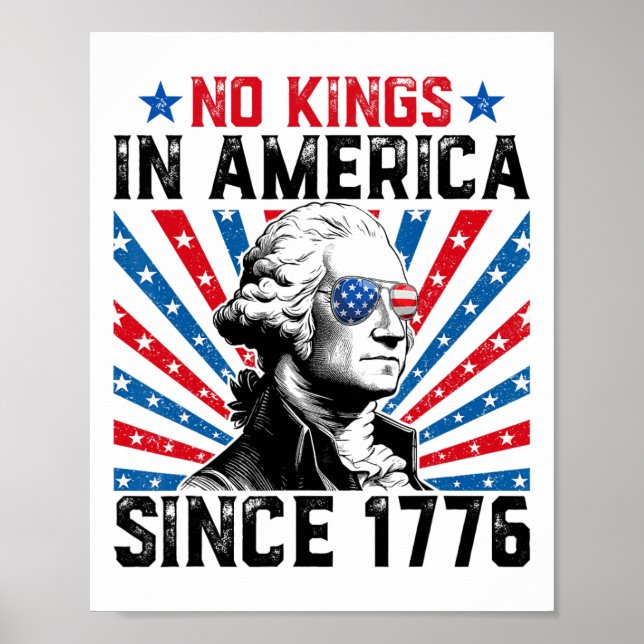 Affiche No Kings In America Since 1776 Distressed Usa Flag (Devant)