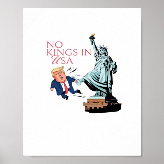Affiche No Kings In USA Statue Of Kicking Out Fump Classic (Devant)