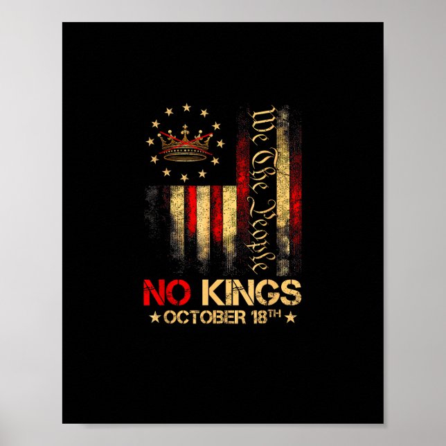 Affiche No Kings Vintage America Flag 1776 (Devant)