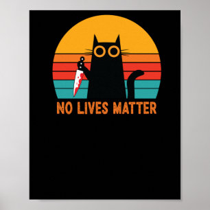 Affiche No Lives - Drôle Sticker Halloween Chat