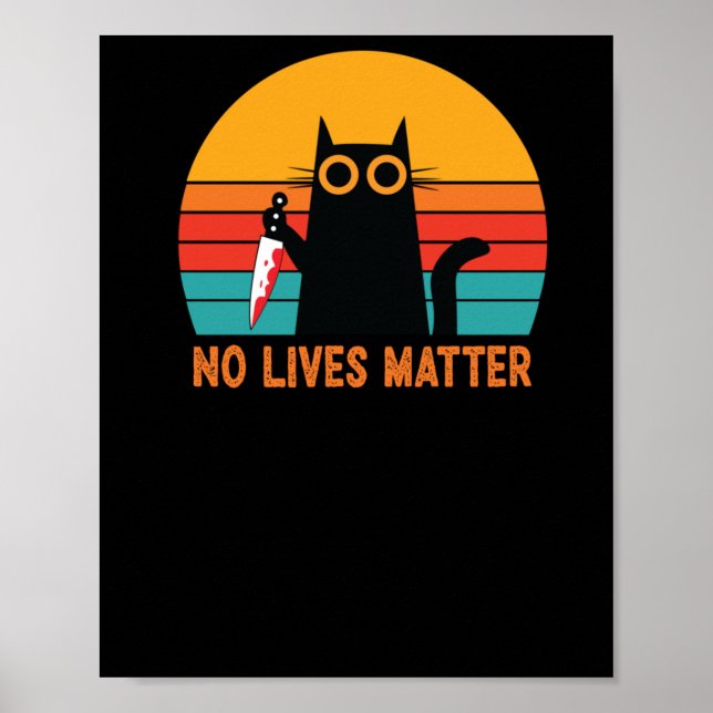 Affiche No Lives - Drôle Sticker Halloween Chat (Devant)