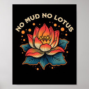 Affiche No Mud No Lotus Vintage Zen Citation Bouddhiste