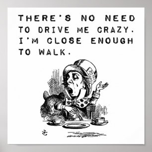 Affiche No Need to Drive Me Crazy Funny Quote