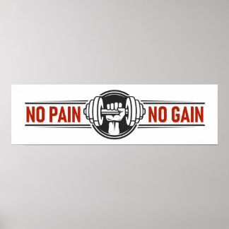 Affiche No Pain No Gain | Citation Motivationnelle Gym Fit