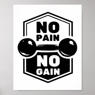 Affiche No Pain No Gain   Gym Fitness Motivational Quote