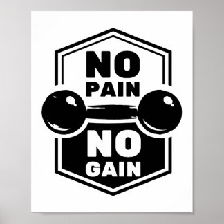 Affiche No Pain No Gain | Gym Fitness Motivational Quote
