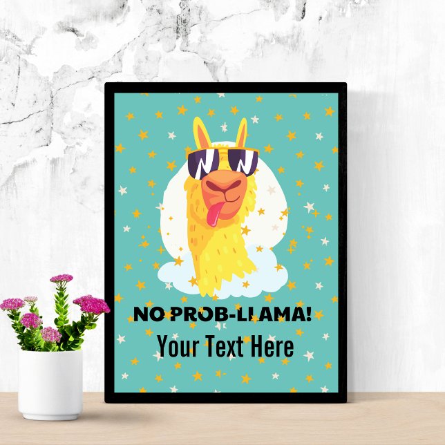 Affiche No-Prob-Llama Drôle Mignonne Llama avec étoiles (Créateur téléchargé)