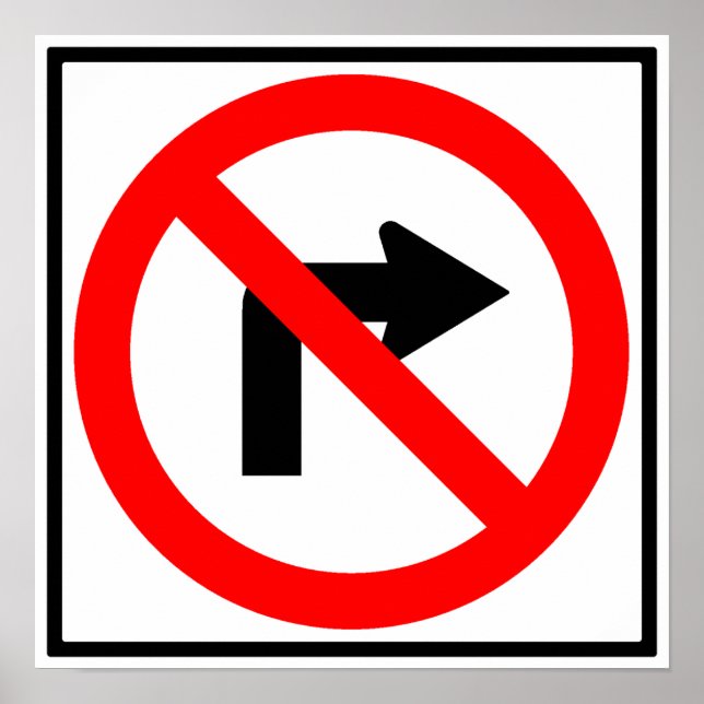 Affiche No Right Turn Highway Sign (Devant)