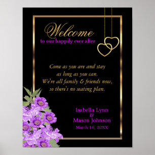 Affiche No Seating Plan - Elegant Purple Flower Wedding