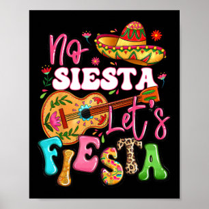 Affiche No Siesta Fêtons la Guitare Cinco De Mayo Mexica