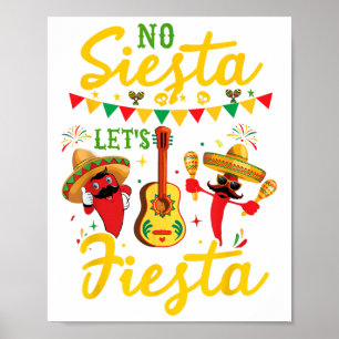 Affiche No Siesta Lets Fiesta Sombrero Cinco De Mayo Party