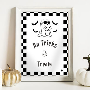 Affiche " No Tricks & Treks" Boo Funny Baby shower Jeu