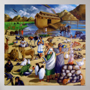 AFFICHE NOAH, ARK, ANIMAUX APRÈS L'INONDATION : ARTWORK PR