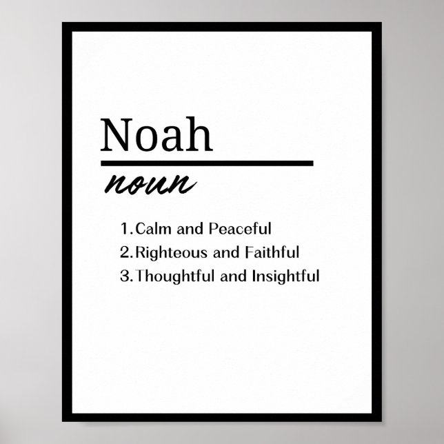 Affiche Noah, Garçon Nom Personnalisé Définition (Devant)