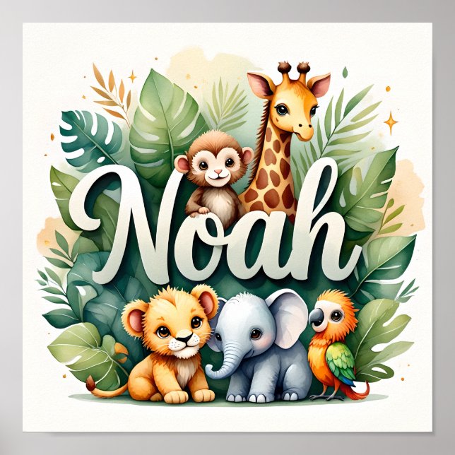 Affiche Noah Safari Nursery Wall Art (Devant)