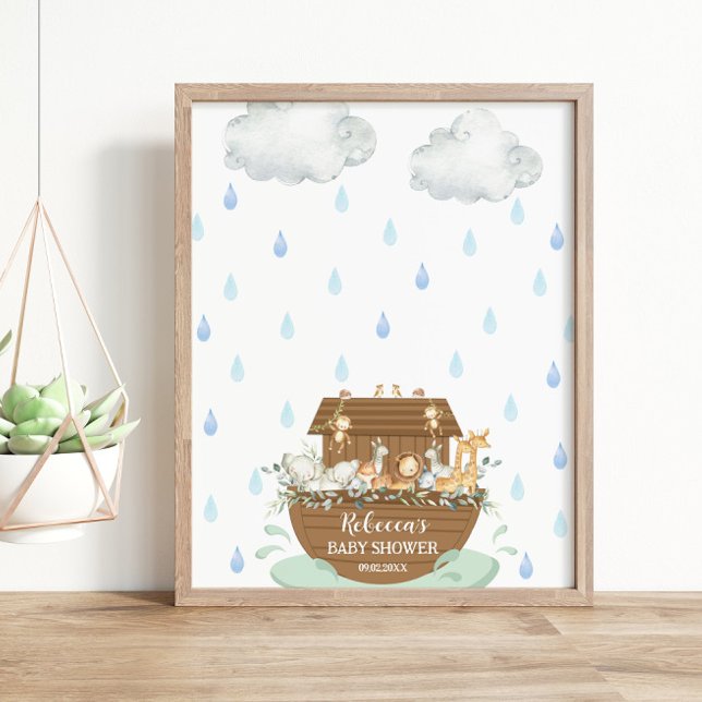 Affiche Noah's Ark Baby shower empreintes digitales Livre  (Créateur téléchargé)